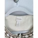 Chico's Women’s Embellished Jacket Tan Beige Embroidered 3/4 Sleeves Size 2 Photo 7