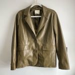 Urban Outfitters  Oversized Jules Faux Leather Blazer Olive Small Photo 5