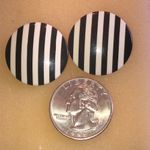 Black and White Striped Vintage Retro Boho Earrings Photo 2