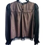 Oliver.O Black and Pink Ruffled Bib Collar Blouse Large black and cream new Photo 1