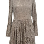 Needle & Thread Guipure Lace Mini Dress Long Sleeve Beige Gray Size US 8 Photo 0