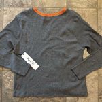 Paper + Tee Paper Tee gray ribbed long‎ sleeve top with orange lace neck trim Photo 1