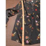 Old Navy Black Floral Babydoll Tunic V-neck Velvet Trim Long Sleeve Large Whimsigoth Boho Photo 6