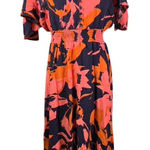 Abel the label Orange Pink Floral Print V Neck Smocked Waist Maxi Dress Size S Photo 0