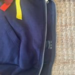 Hoodie Tassel Webbing Embroidery Stitching Side Slit Zipper Sweatshirt size m Blue Size M Photo 7