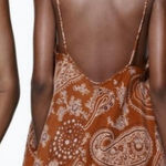 ZARA  brown white bandana tank sleeveless blouse open back Sz S Photo 0