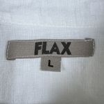 Flax Linen Tunic White Button Down Long Sleeve Collared Relaxed Coastal Chic SzL Photo 4