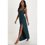 Lulus NEW  Glamorous Disposition Emerald Green Ruched Maxi Dress Formal Large Photo 2