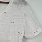 Rails  Cara Blue Sunnies Lightweight V-Neck Linen Blend novelty Tee size small Photo 5