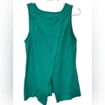 Athleta  Tank Top Green Sleeveless Nylon Back Slit High Neck Workout Photo 2