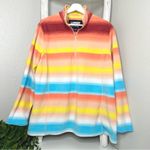 Lands' End  Fleece Pullover Striped Quarter Zip Multicolor‎ Size 1X Photo 0