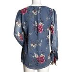 White House | Black Market Shirt Womens 0 Blue Pink Floral Tunic Blouse Peasant Photo 2