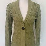 Nic+Zoe EUC Olive Green One Button Shawl Neck Textured Wavy Cardigan Size XS Photo 0