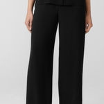 Eileen Fisher 100% Silk Black Front Zip Flowy Minimalist Pants Size L $245 Photo 0