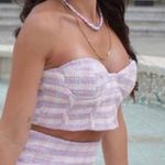 ZARA NEW!  Small Top Bustier Corset Crop Top Tweed Plaid Pink Purple Photo 1