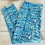 Chico's Weekends by Chico’s Royal Blue Teal & White Capri Leggings w Thigh Pockets 1/M Photo 0