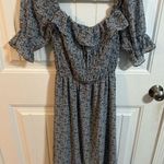 PaperMoon  Blue Floral Drop Waist Maxi Dress With Peasant Sleeves Photo 0