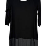 Ali & Jay  3/4 Sleeve Faux Leather Bottom‎ Made in USA Shift Dress Black Sz Large Photo 0