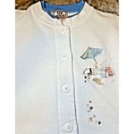 Top Stitch by Morning Sun Sweater Women Size Medium White Embroidered Button Vtg Photo 4