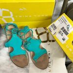 Trina Turk 1096. Evelyn Sandals in Aqua 7.5 Photo 1
