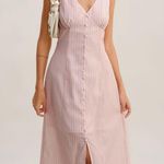 Rihoas Pink Striped V Neck Sleeveless Midi Dress Size L Photo 0