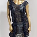 Victoria's Secret  Women's Black Crochet Lace Swim Beach Cover Up Dress Size L Photo 2