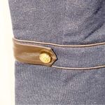 Tory Burch  Size 0 Blue Denim Brown Faux Leather Strap Big Button Sheath Dress Photo 2