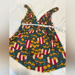 T Bag Women’s XS Colorful Abstract High Low Tank Top Braided Strap Vneck. Red Photo 1