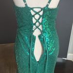 Women’s Green Fully Sequined Short Party Dress Ruffle Hem Corset Back Size 8 NEW Photo 8