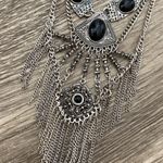 Free People Vintage goth gothic silver black statement necklace Photo 3