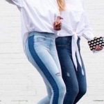 Spanx Distressed Skinny Jeans with Side Stripe Large Photo 8