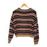 Anthropologie‎ Elsamanda Striped Chunky Sweater Italy Wool Alpaca Women Large Brown Photo 5