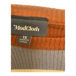 Modcloth  Blue Brown Striped Ribbed Sweater Retro 70s Crewneck Plus Size 1X Photo 5