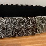 Vintage Silver Stretch Belt Metal Silver Rhinestone Flower Belt Buckle Size M/L Photo 2