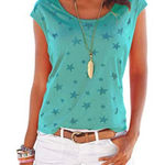 Yoins New in Package Womens  Star Blue Star Ranglan Tee Shirt 🔝- Sz M Photo 0