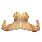 Michael Kors Michael By  Ariana Wedge Platform Sandals Brown Size‎ 9.5M Ostrich Photo 3