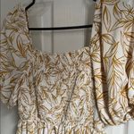 HYFVE Elegant Cream and Gold Leaf Print Dress Photo 1