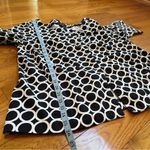 Ecology Women Sz 1X Cotton buttoned front lightweight jacket geo print Blazer Blue Photo 12