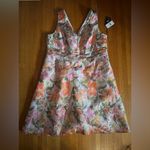 Adrianna Papell Jacquard Floral Print V Neck Sleeveless A Line Dress, 20W, NWT Photo 1