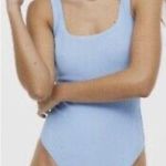 H & M Women's One Piece Light Blue Swimsuit Bathing Suit High Leg Photo 1