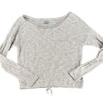 Aerie Lightweight Terry Cloth Long Sleeve Soft T-Shirt XS Gray Ties Pocket Photo 0