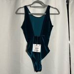 ZARA  Teal Velvet Sleeveless Tank Bodysuit Small Photo 3