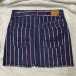 American Eagle Patriotic Americans Striped High Waisted Denim Mini Skirt 2 Photo 1