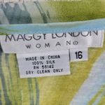 Maggie London Silk Cover Up Blouse Womens Size 16 Blue Green Sheer Swim Beach Photo 1