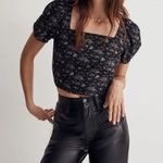 Madewell Hopewell Puff-Sleeve Crop Top in Blurred Ikat Photo 0