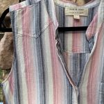 Anthropologie  Large Cloth & Stone Blue Pink White Striped Sleeveless Mini Dress Photo 7