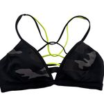 Athleta Bikini Swim Top Womens XS Black Yellow Freestyle Camo Strappy Swimwear Photo 1