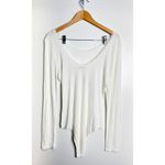 Socialite Bodysuit Lace Trim Womens Long Sleeve Ribbed Ivory White Size XL NWT Photo 2