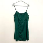 Urban Outfitters NEW NWT  Padova Satin Slip Dress Emerald Green Button Front Mini Photo 2