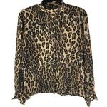 Reformation Blouse Top High Neck Long Sleeve Leopard Print XS/S Photo 0